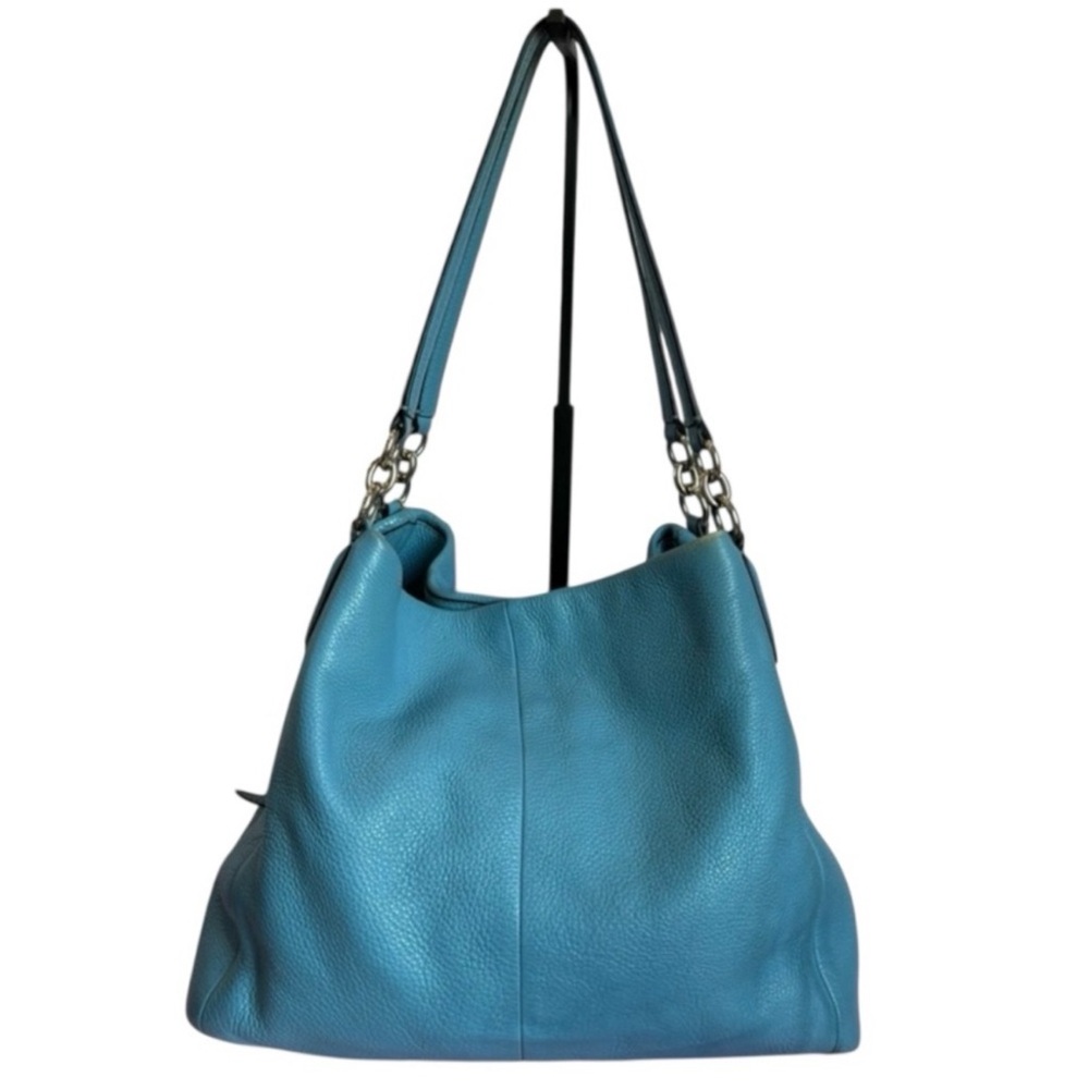 COACH shoulder bag in super soft teal pebble leather w/silver hardware - Picture 3 of 16